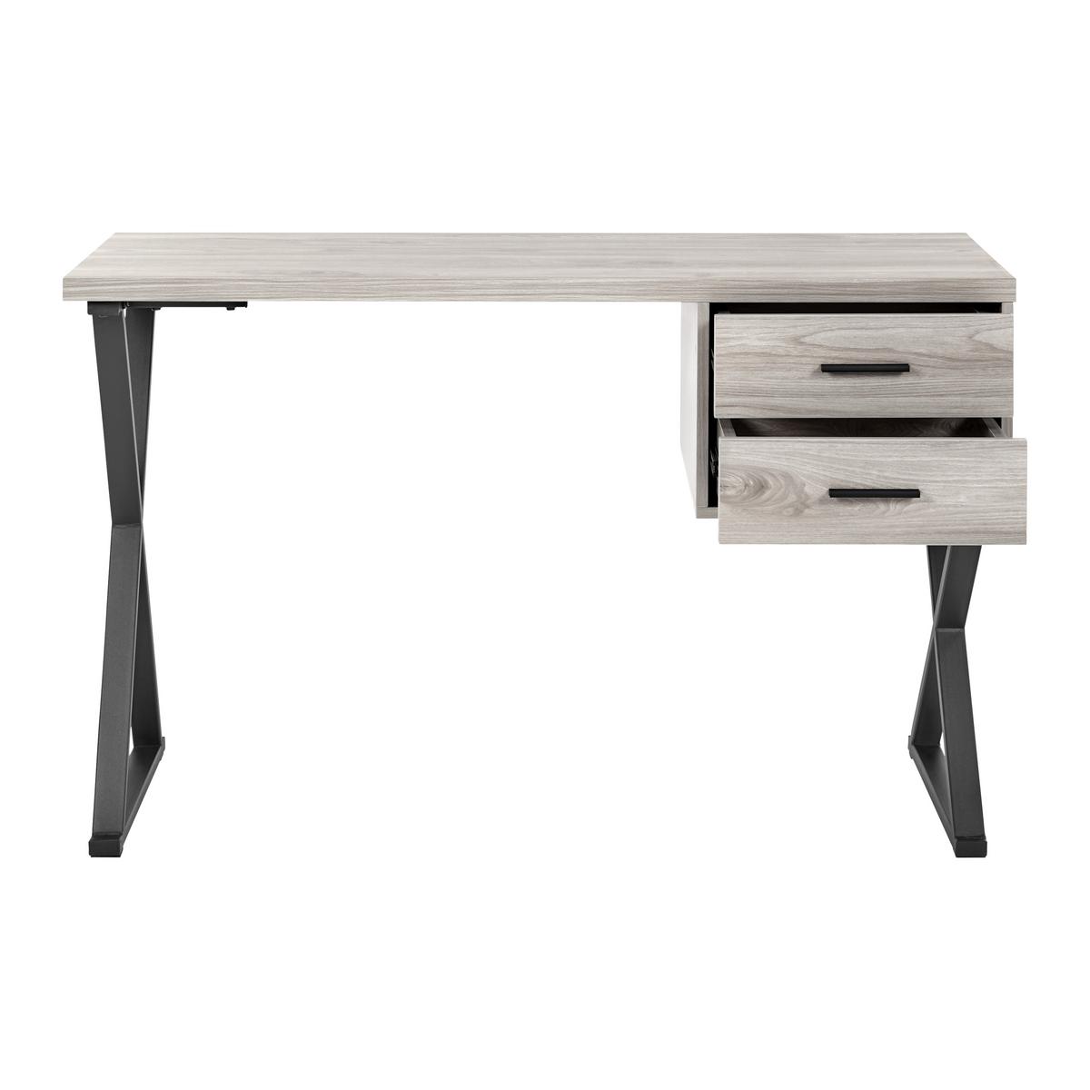 Psací stůl JULE dekor jasan - černá/barvy jasanu, Moderní, kov (120/50/76cm) - Bessagi Home