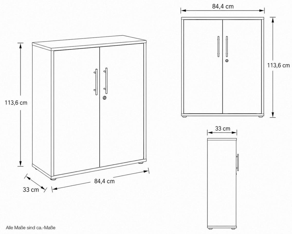 AKTENSCHRANK OFFICE EDITION - Anthrazit/Anthrazit Hochglanz, MODERN, Holzwerkstoff (84,4/113,6/33cm) - MID.YOU