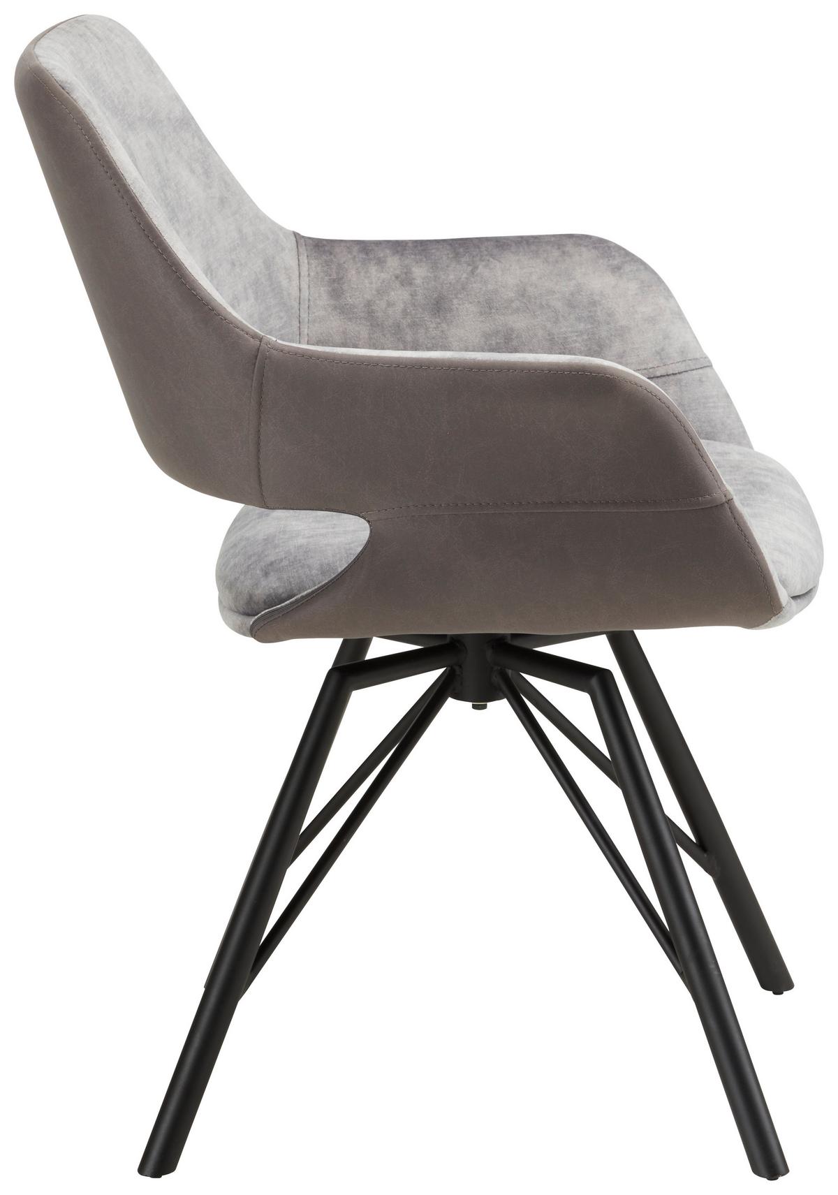 ŽIDLE S PODRUČKAMI ADRIANA - šedá/černá, Moderní, kov/dřevo (61/85/62,5cm) - Premium Living