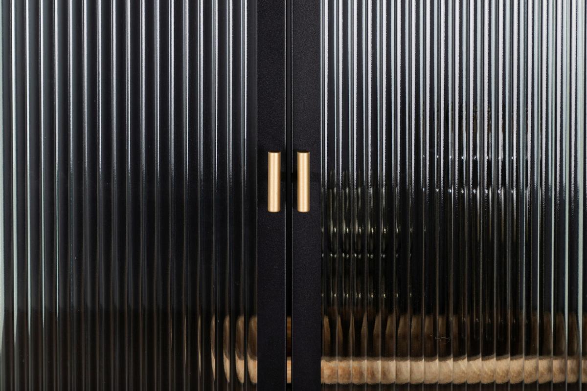 Highboard Garis - Schwarz, Design, Glas/Metall (70/160/40cm) - Livetastic