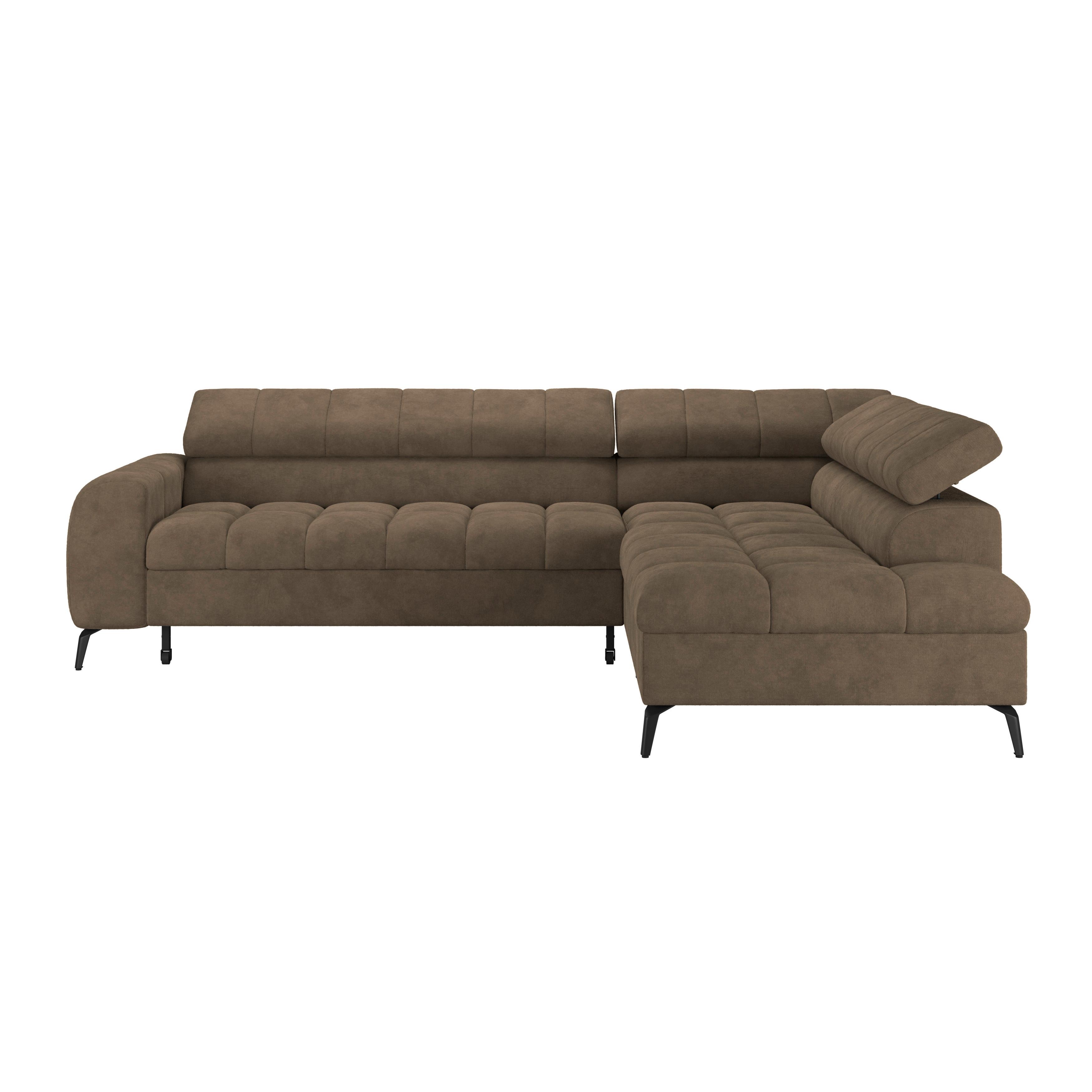 Ecksofa Volf rechts new braun, S: 261x203 cm - Schwarz/Braun, Trend, Kunststoff/Textil (261/203cm)