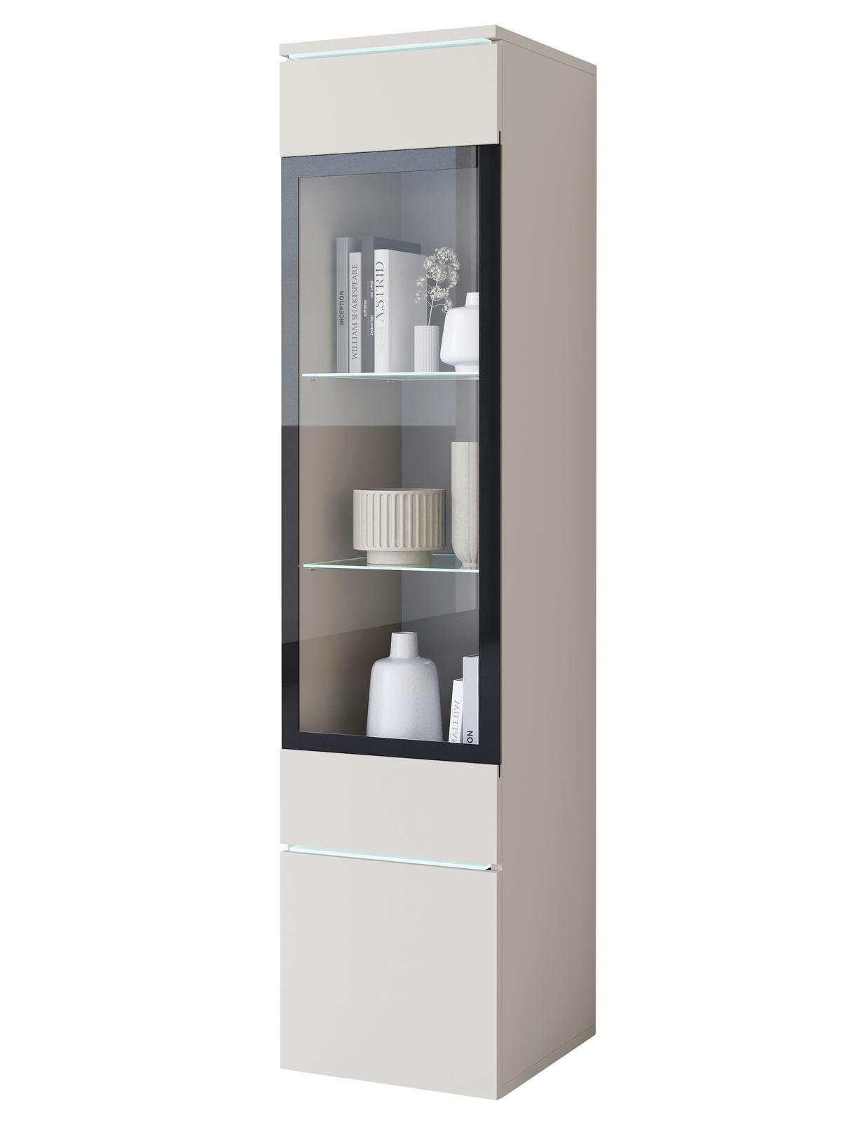 Vitrine Vera Beige/kaschmir B: 30cm - Kaschmir/Beige, Design, Glas/Holzwerkstoff (30/130/33cm) - Livetastic