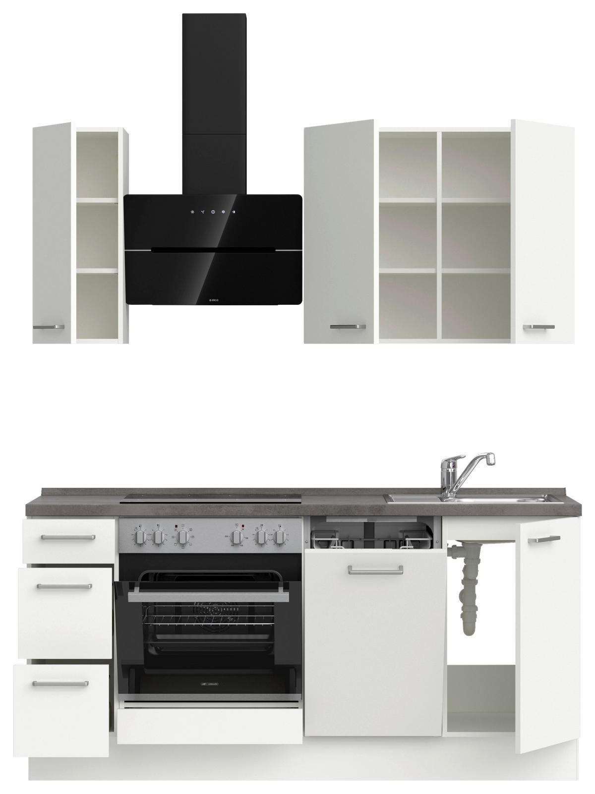 KÜCHENLEERBLOCK TOUCH HIGH - LINE, H1 LINKS - Weiß/Grau, MODERN, Holzwerkstoff (180cm) - Nobilia