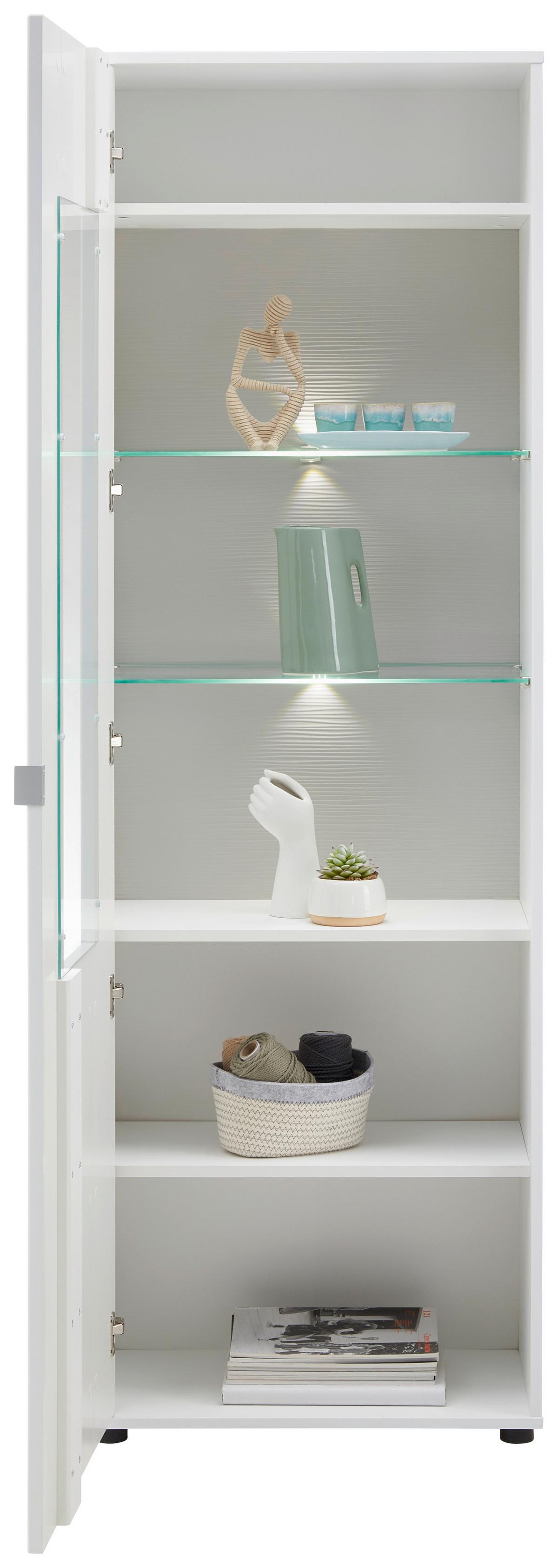 VITRÍNA ALABAMA - bílá/černá, Moderní, kov/kompozitní dřevo (64/198/38cm)