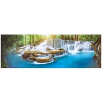 Leinwandbild Alenas Wasserfall-Motiv 140x45 Cm - Blau/Gelb, KONVENTIONELL, Holz/Textil (140/45/1,8cm) - Ondega