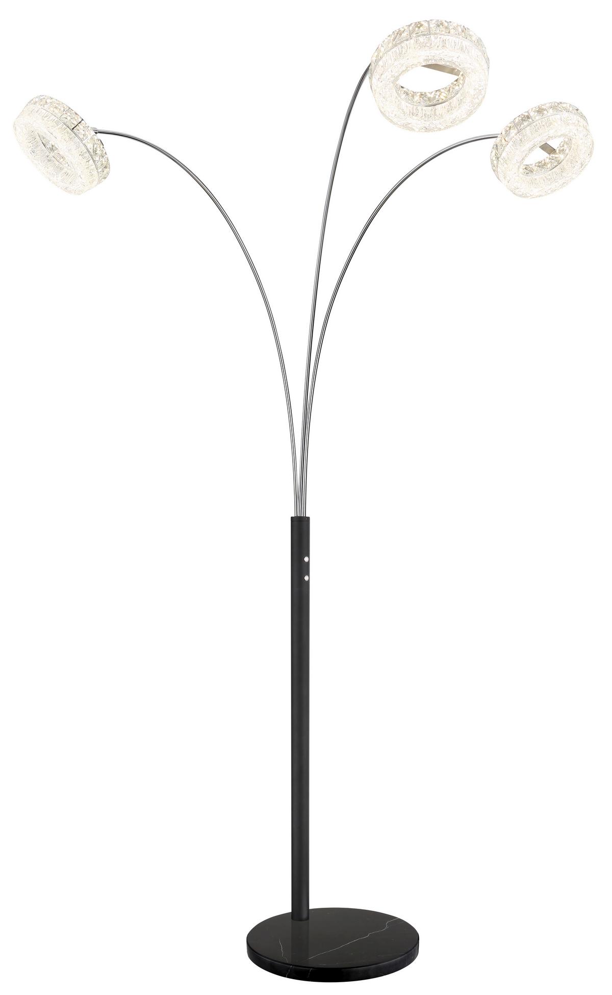 Led-stehleuchte Memory-Funktion - Klar/Schwarz, Design, Glas/Kunststoff (82,5/102/190cm) - Globo