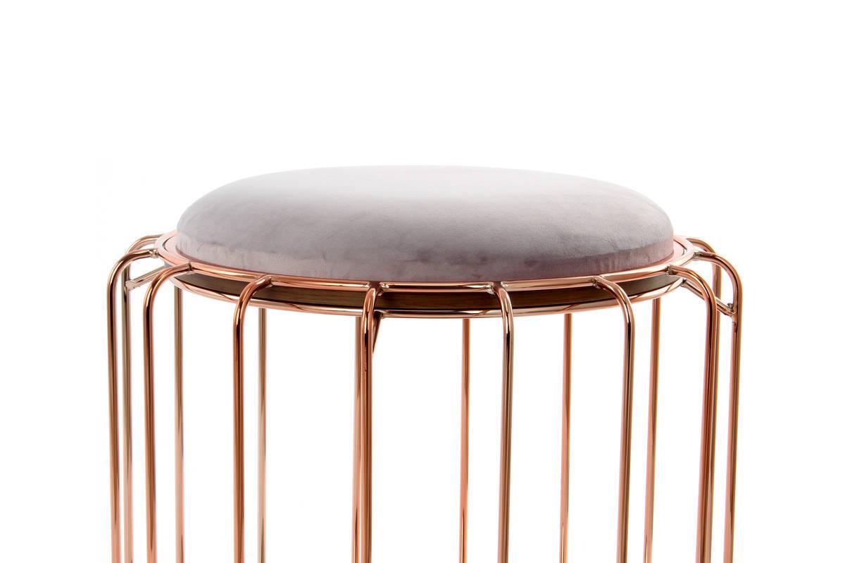 Beistelltisch rund POUF in Rosé mit Tischplatte oder Sitzfläche in Hellviolett Top