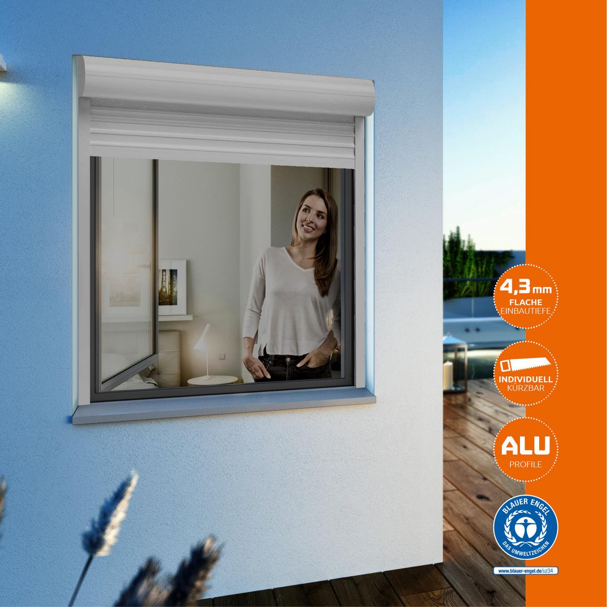 Fliegengitter Fenster 100x120 Cm Anthrazit Zuschneidbar - Anthrazit, Basics (100/120cm)