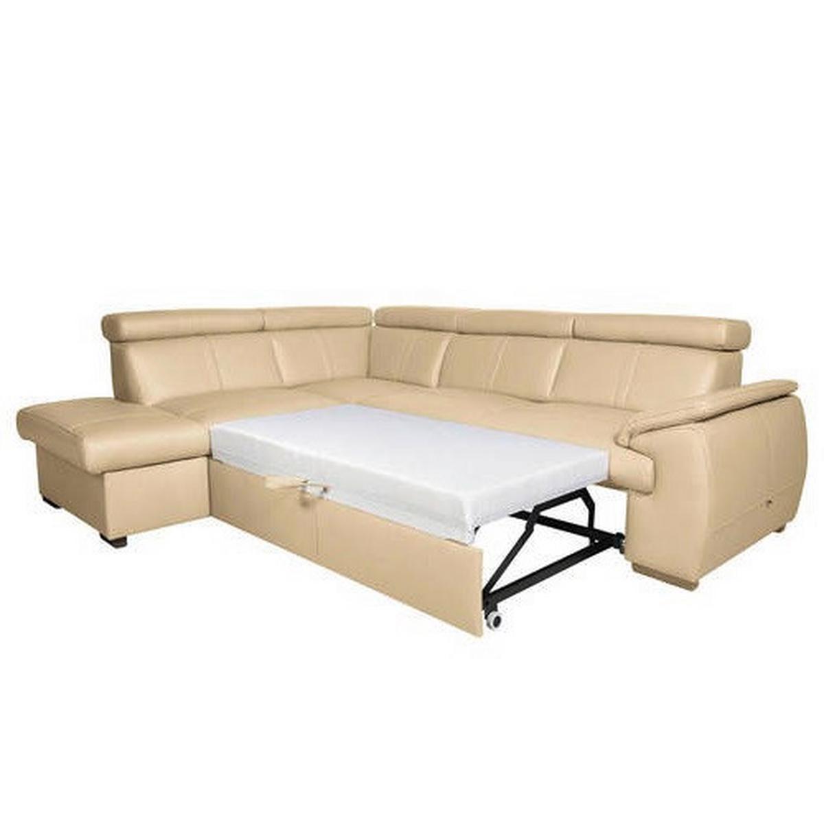Ecksofa City Beige S: 211x265 cm - Wengefarben/Beige, Design, Leder (211/265cm) - Livetastic