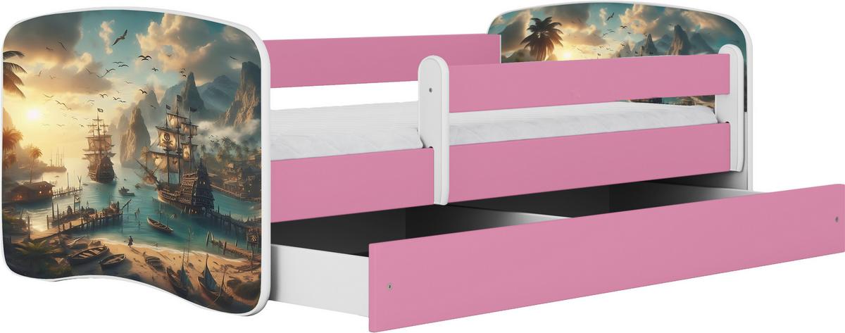 Kinder-/Juniorbett Babydreams Weiß/Pink B: 80cm - Pink/Birkefarben, MODERN, Holz/Holzwerkstoff (80/160cm) - MID.YOU