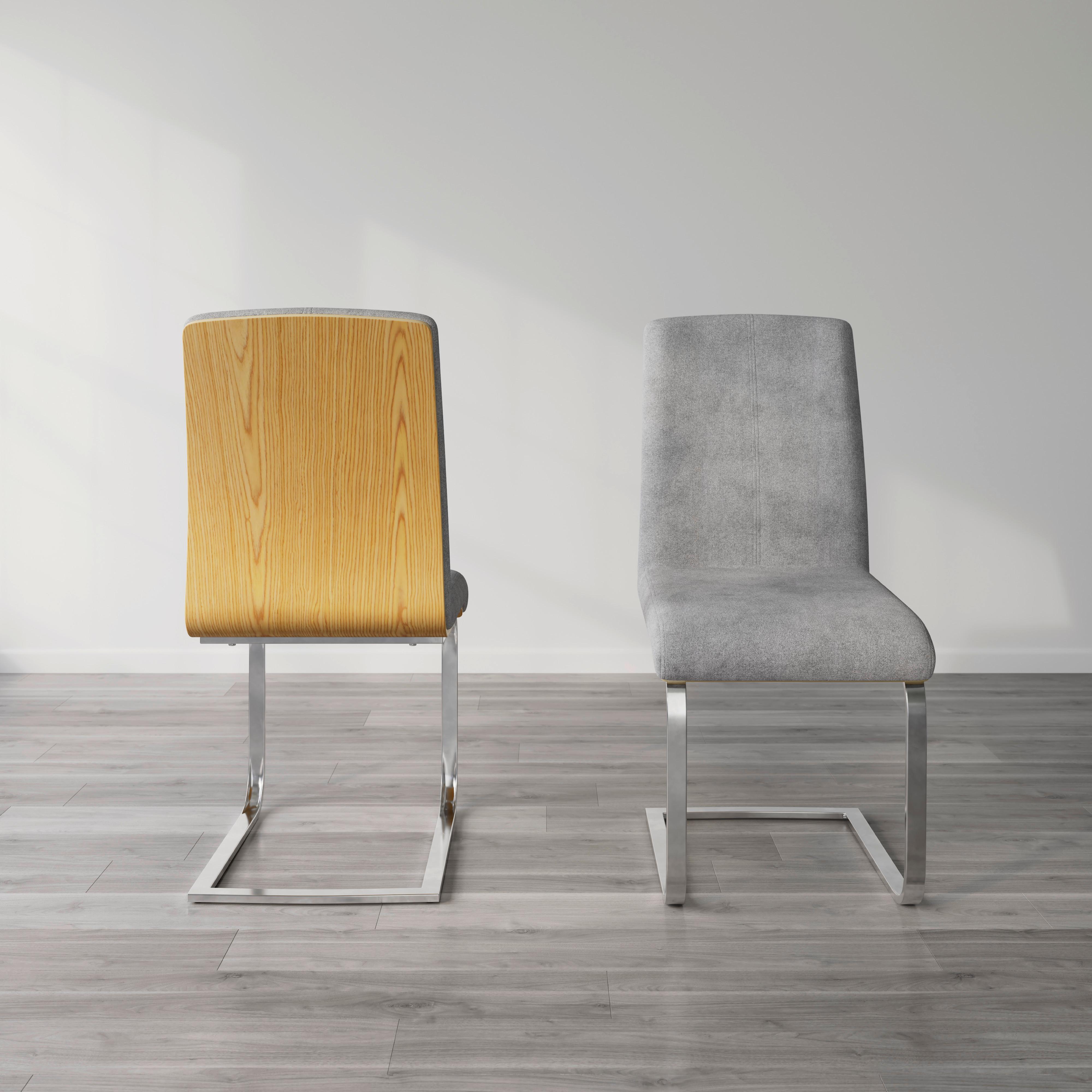 Stolička s pružným podnožím NUBIA - sivá/farba duba, Modern, kov/drevo (44/90/59cm) - Bessagi Home