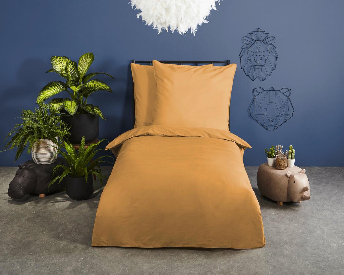 Bettwäsche Gelb Goldfarben 135x200 cm - Goldfarben, Basics, Textil (135/200cm)