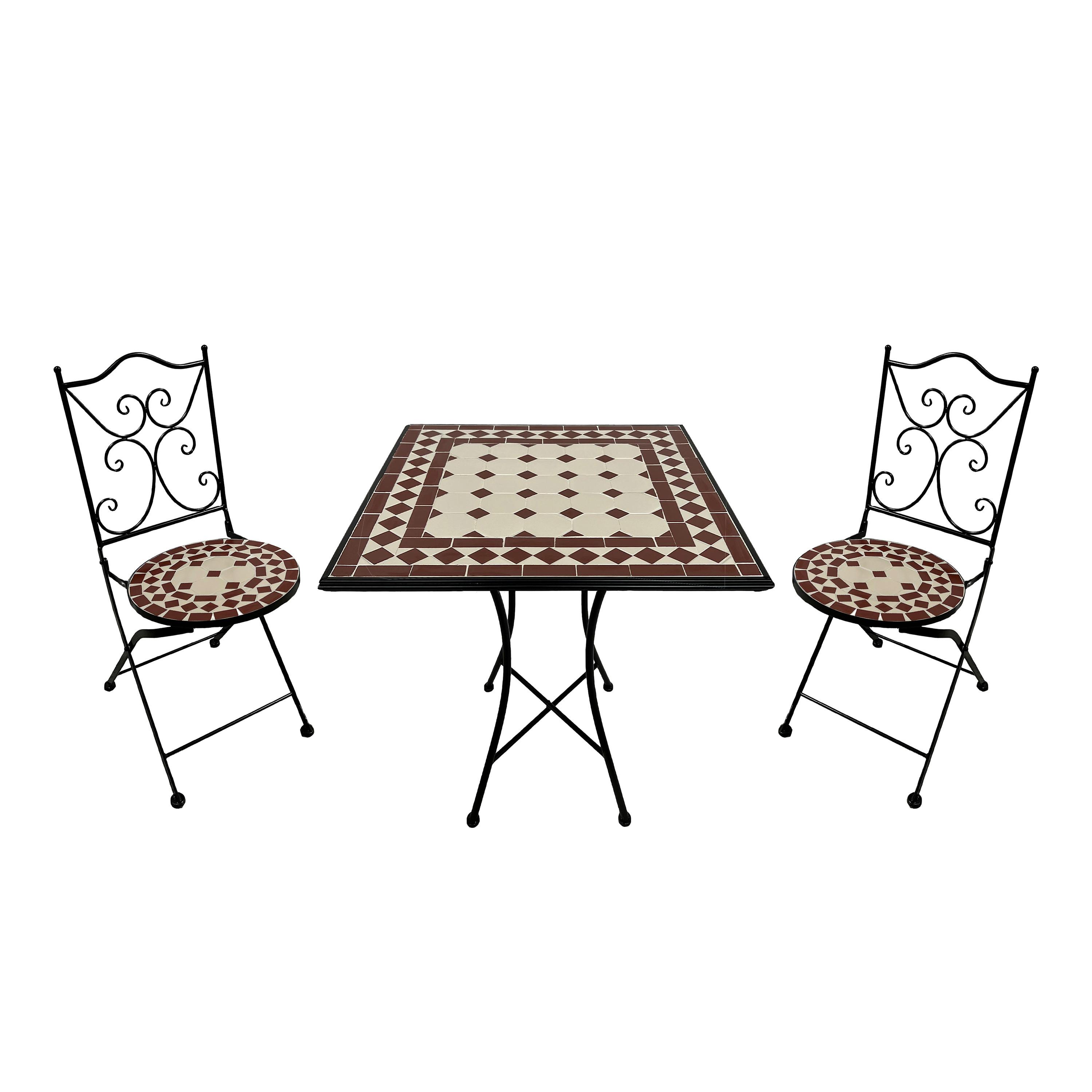 GARTENSET CAMILLA ROT/WEISS - Creme/Schwarz, Basics, Keramik/Metall (60/60/75cm) - Ambia Garden