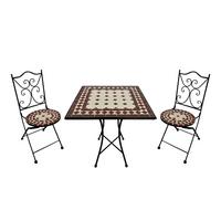 GARTENSET CAMILLA ROT/WEISS - Creme/Schwarz, Basics, Keramik/Metall (60/60/75cm) - Ambia Garden
