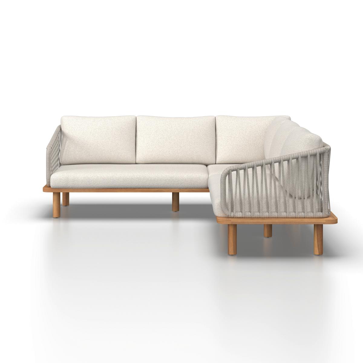 TERASOVÁ SEDACÍ SOUPRAVA MARA - barvy teak/krémová, Moderní, kov/dřevo (190/190cm) - Bessagi Garden