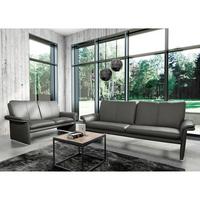 2-Sitzer-Sofa Comodo Echtleder anthrazit B: 164 cm - Anthrazit/Silberfarben, Design, Leder (164/90/88cm) - Livetastic