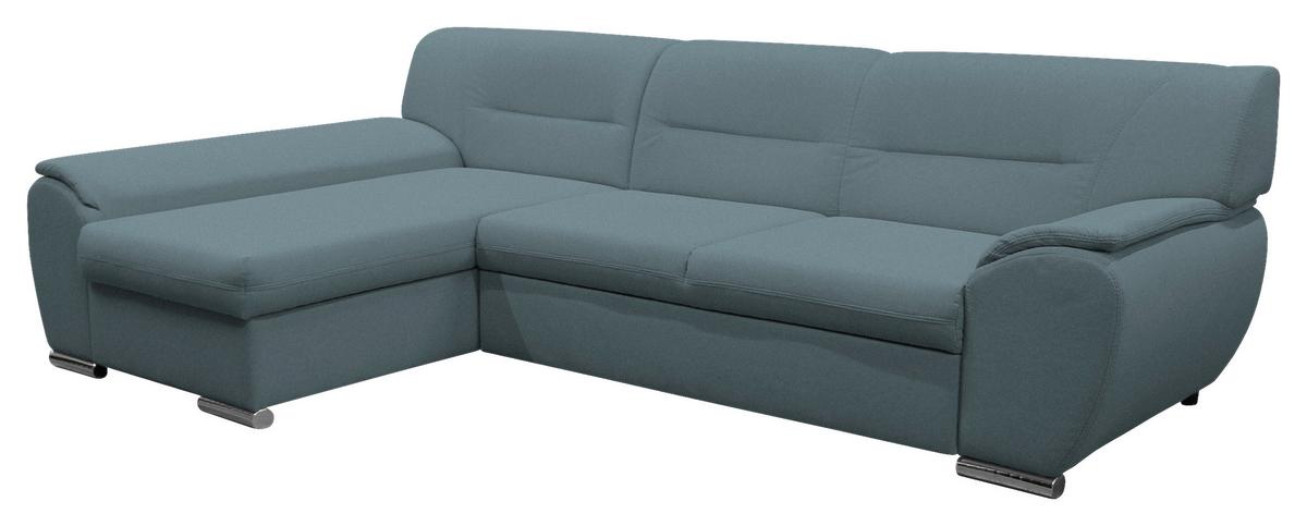 Veratti New Blau Inkl. Schlaffunktion Ottomane Links - Blau/Silberfarben, Design, Textil (167/281cm) - MID.YOU