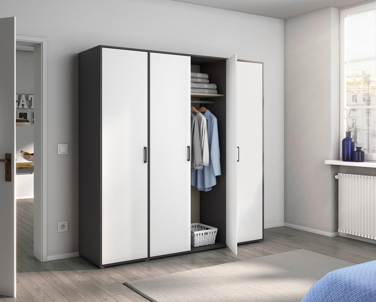 Drehtürenschrank Voyager Grau,weiß B: 187 cm - Weiß/Grau, MODERN, Holzwerkstoff (187/194/53cm) - Rauch Möbel