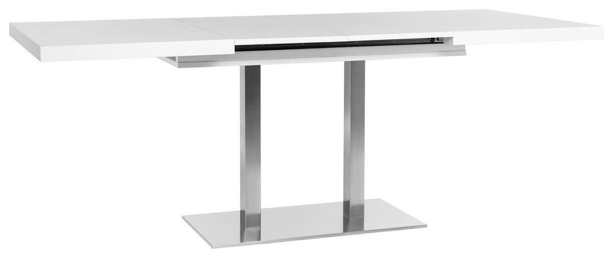 Kihúzható Étkezőasztal Quadrato - nemesacél/fehér, Modern, faalapú anyag/fém (120/80/75cm)