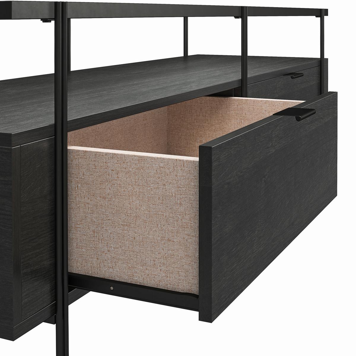 Lowboard Wainwright Schwarz B: 138 Cm - Schwarz, Design, Glas/Papier (138/49/39cm) - MID.YOU
