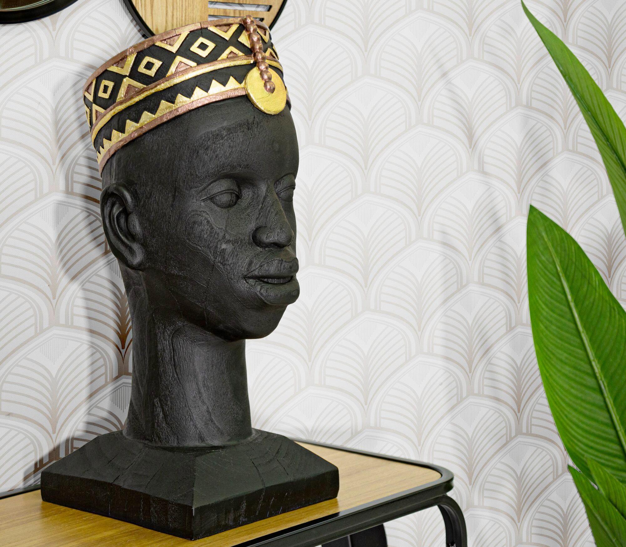 Skultpur Massai Man Goldfarben, B: 25 cm - Goldfarben/Schwarz, Basics, Kunststoff (25/56/25cm)