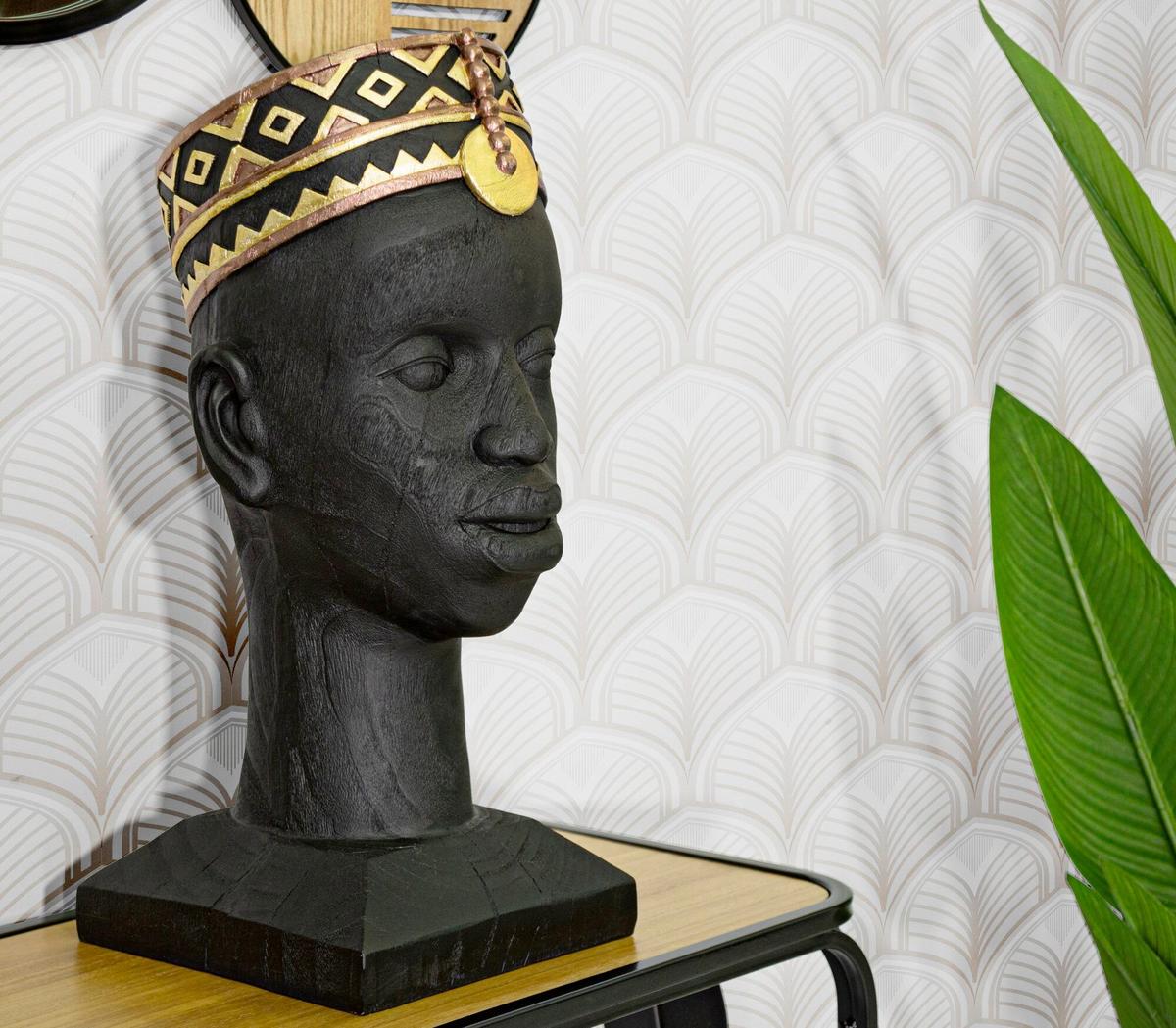 Skultpur Massai Man Goldfarben, B: 25 cm - Goldfarben/Schwarz, Basics, Kunststoff (25/56/25cm)