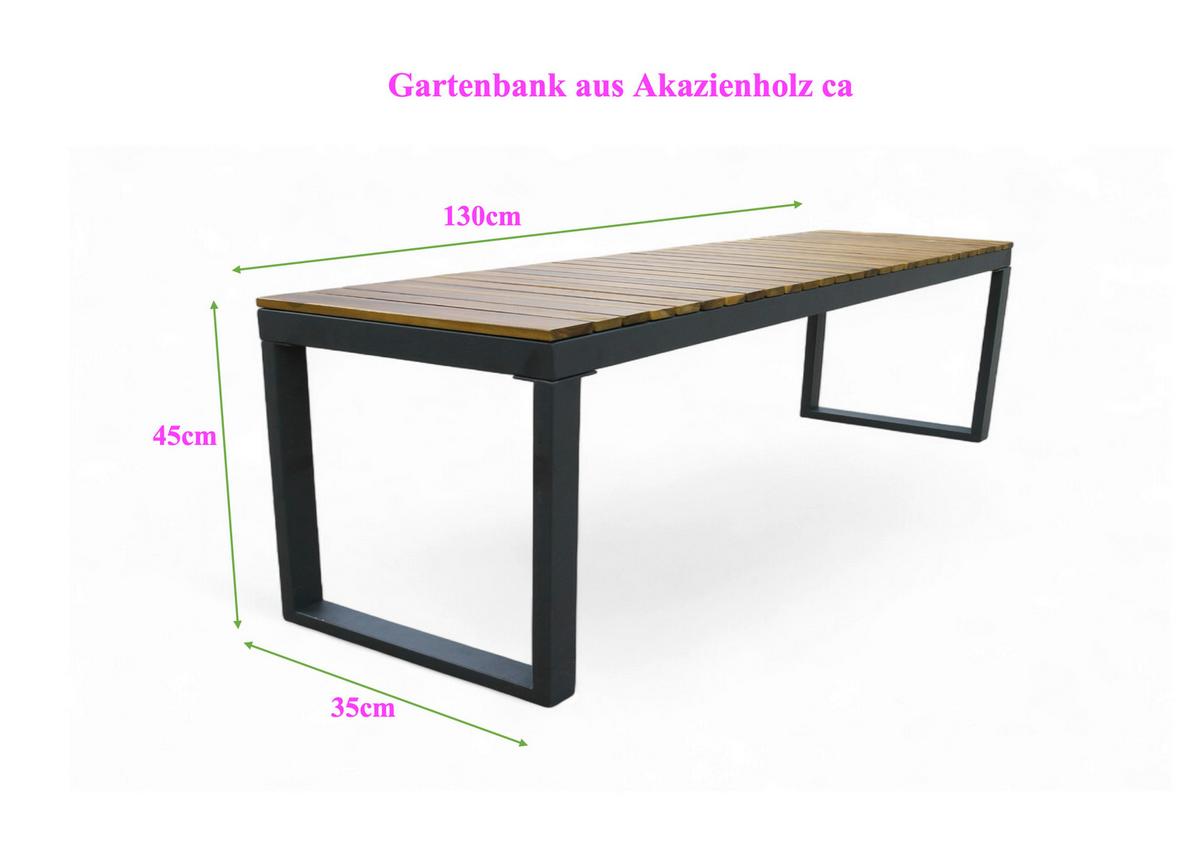 Gartenbank Ph-Aca-Gb-Brown - Akaziefarben, Basics, Holz/Metall (130/35/45cm)