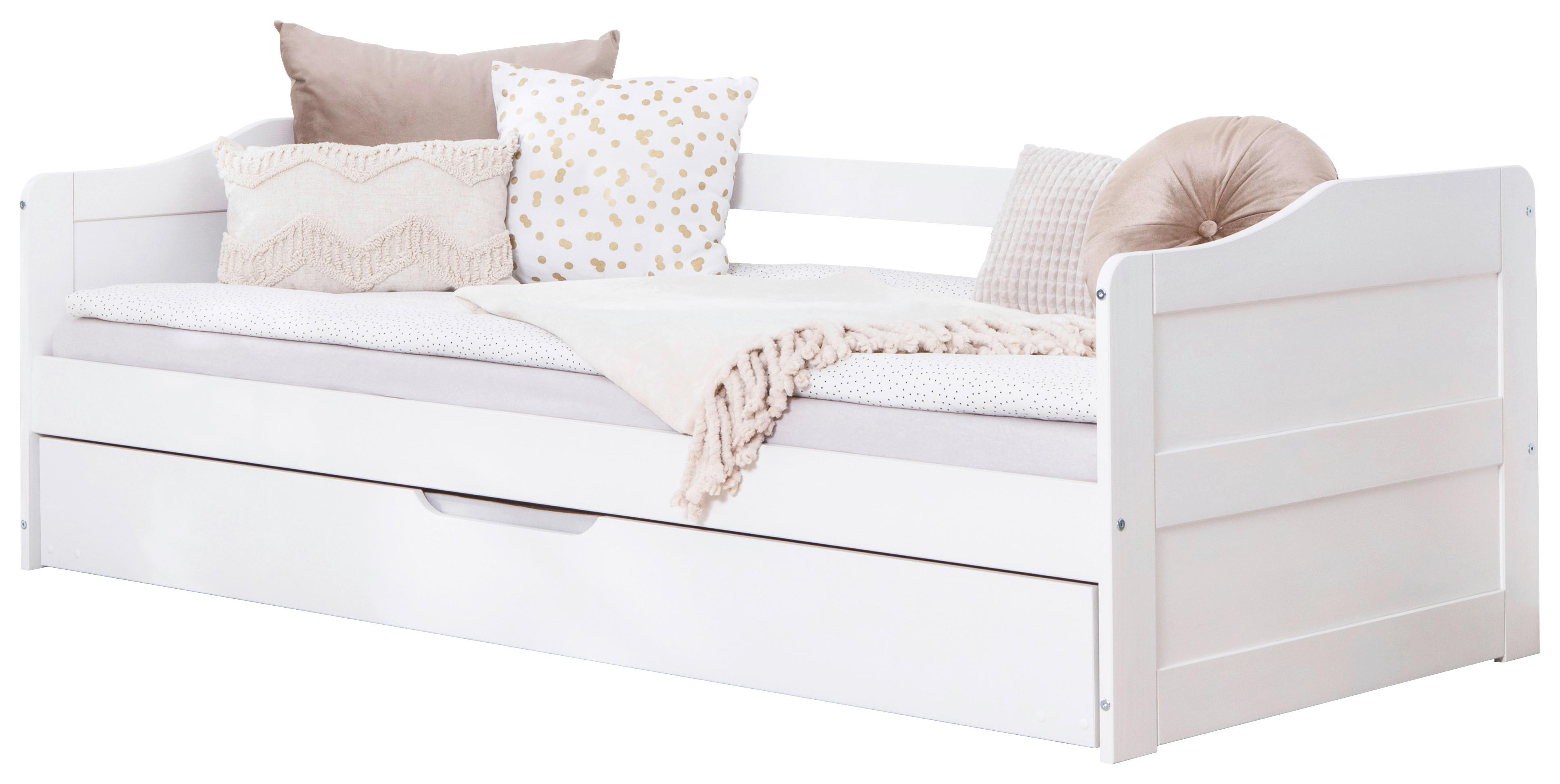 Ausziehbett Echtholz massiv 90x200 Melinda Kiefer Weiß