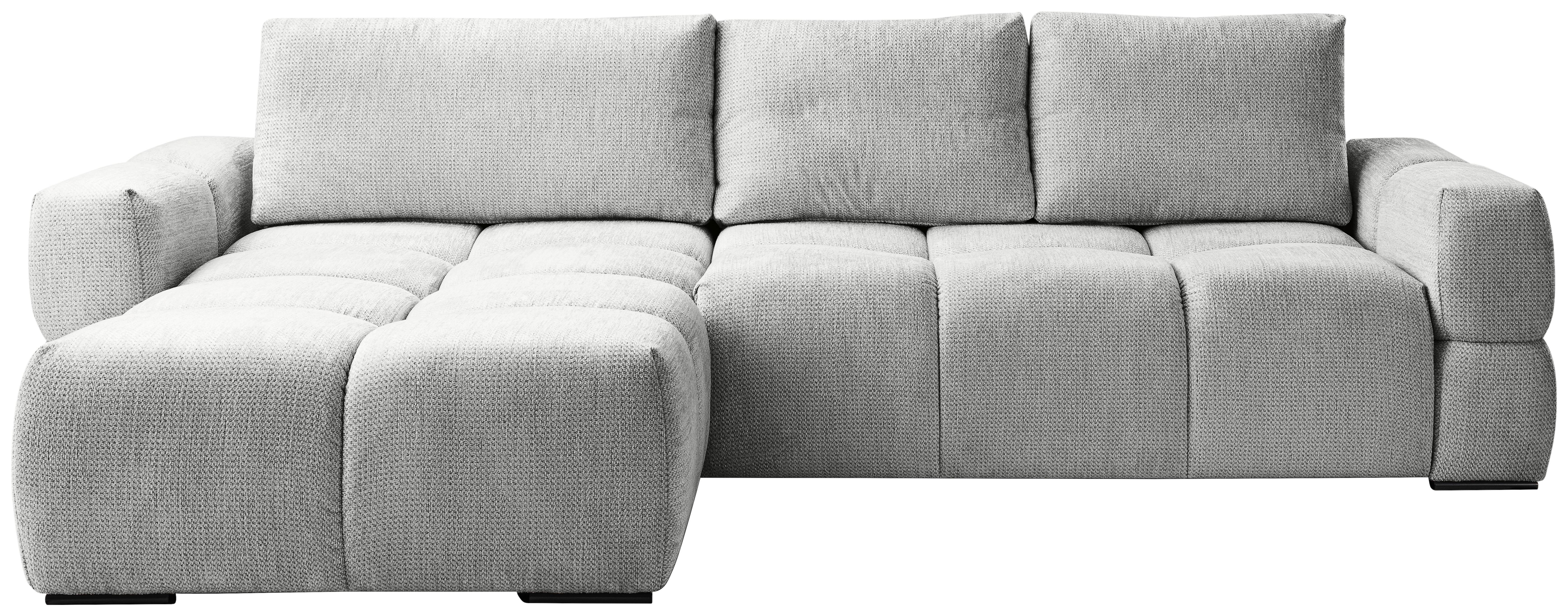 Ecksofa Taremi, Silberfarben 173x299 - Silberfarben/Schwarz, Design, Textil (173/299cm) - Stylife