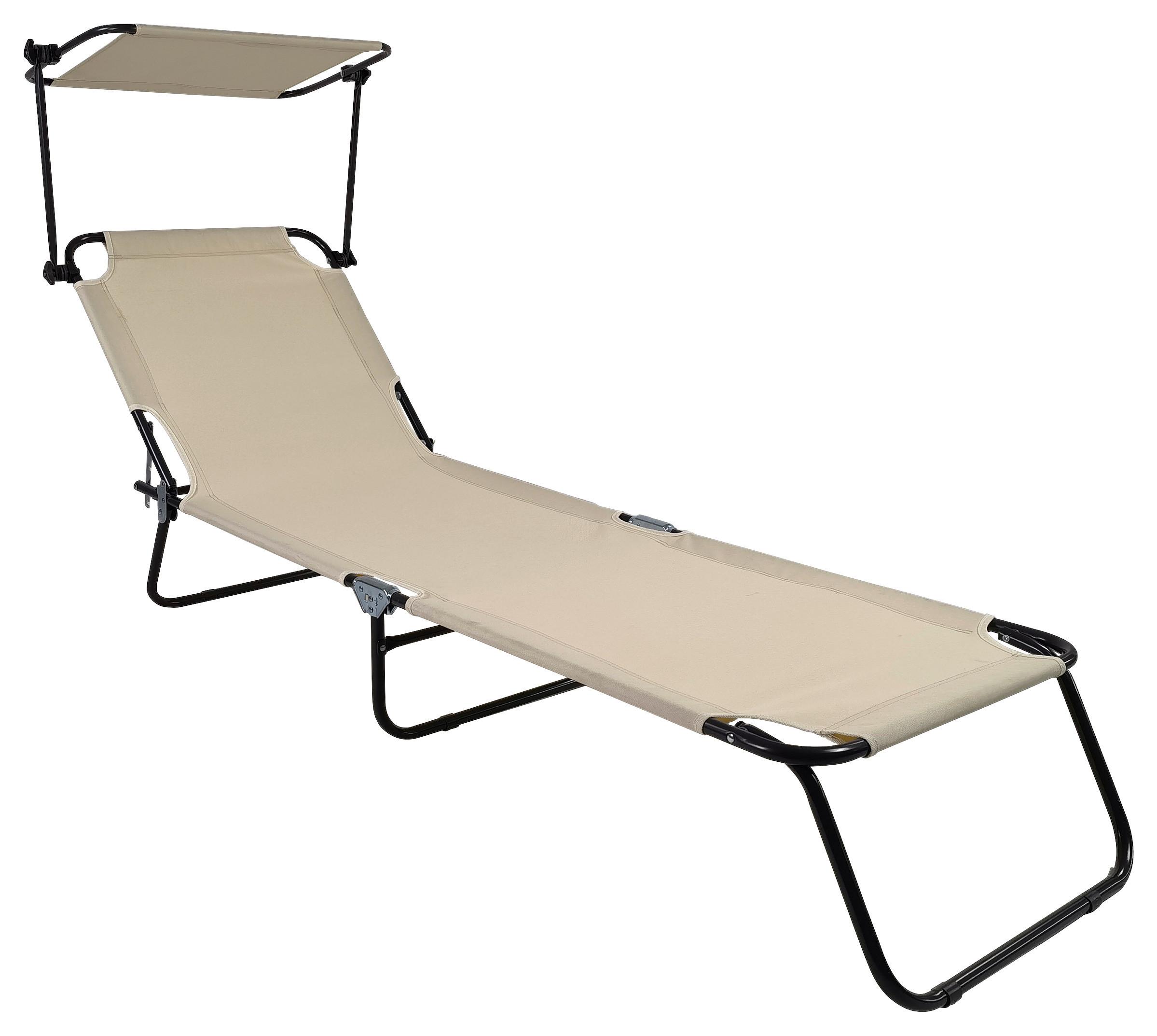 Dreibeinliege Metall/ Textil Mit Sonnendach - Creme, Basics, Textil/Metall (55/24/185cm) - Ambia Garden