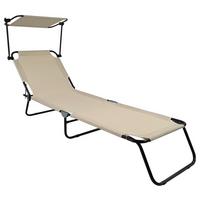 Dreibeinliege Metall/ Textil Mit Sonnendach - Creme, Basics, Textil/Metall (55/24/185cm) - Ambia Garden