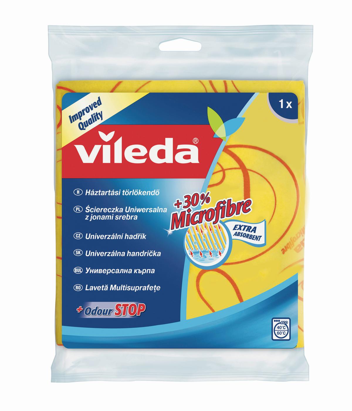 Törlőkendő Vileda - sárga, Konventionell, textil - Vileda
