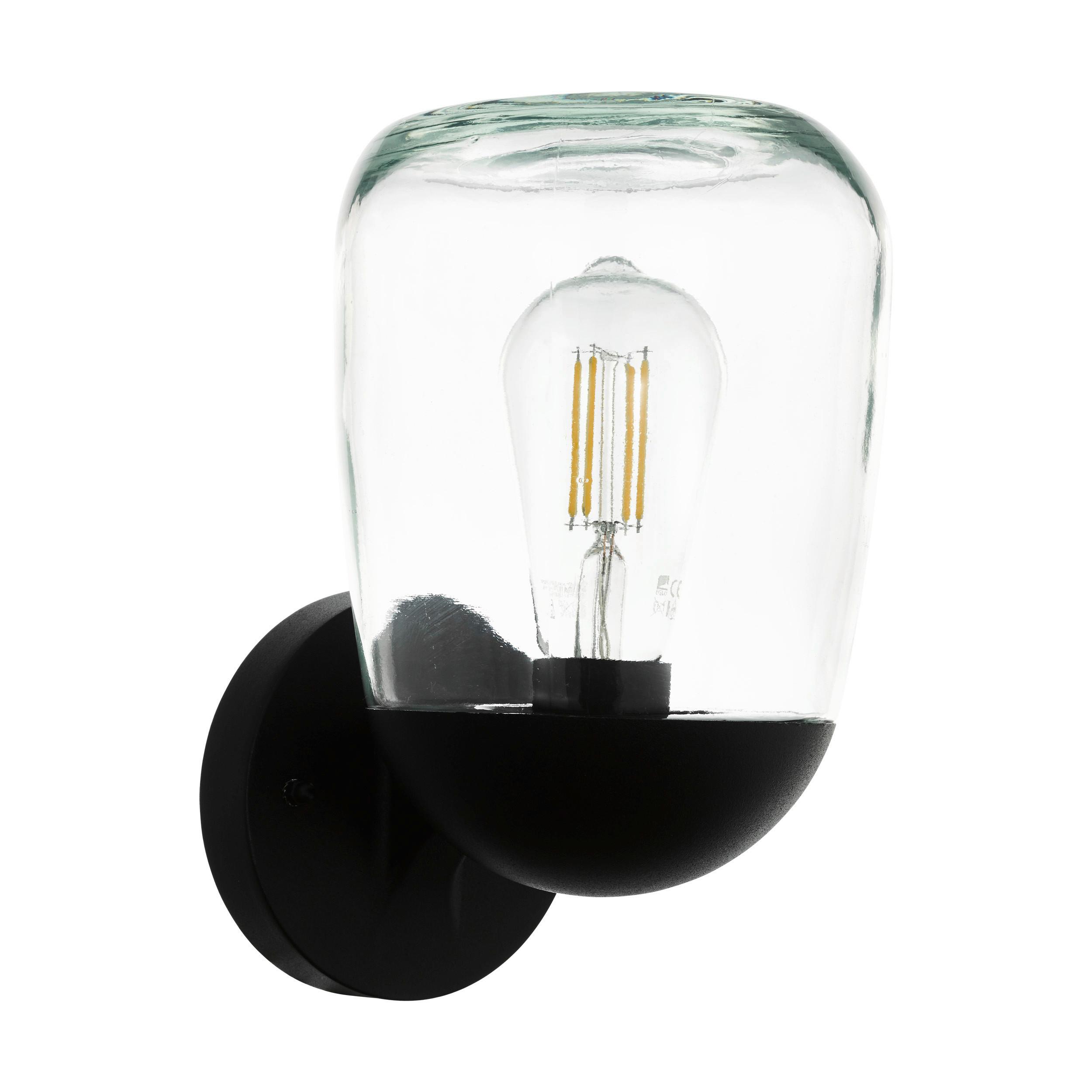 Außenleuchte Donatori 60 Watt Aluminium, Wandmontage - Klar/Schwarz, Basics, Glas/Kunststoff (15,5cm)
