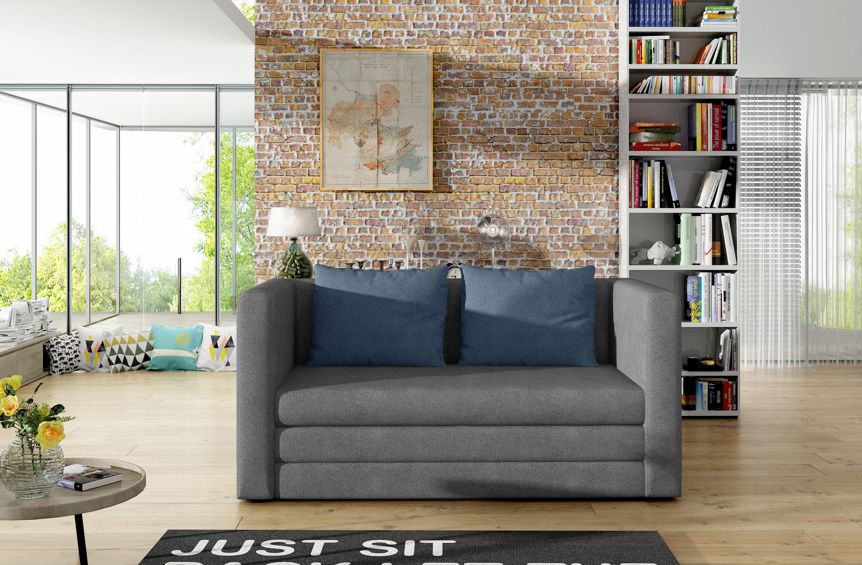 2-sitzer-sofa Mit Schlaffunktion Neva Blau/grau