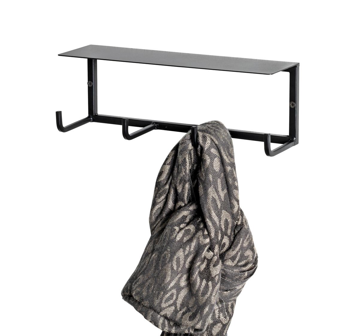Nástenný vešiak SIDNEY čierny - čierna, Modern, kov (30/10/8cm) - Modern Living