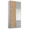 Drehtürenschrank 51cm Alabama Extra, Hellgrau - Transparent/Silberfarben, MODERN, Holzwerkstoff (91/229/54cm)
