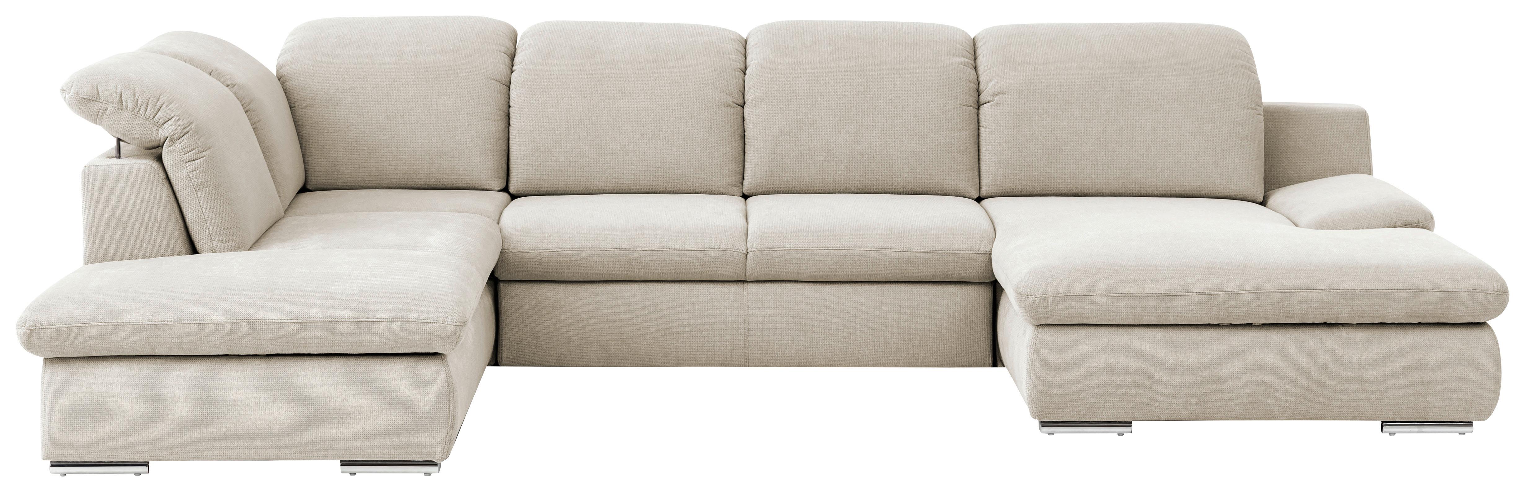 Wohnlandschaft Isona Creme Chenille - Chromfarben/Creme, Design, Textil (212/353/165cm) - Livetastic