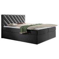 Boxspringbett Mit Topper & Bettkasten 180x200 Gusto - Anthrazit/Schwarz, MODERN, Textil (180/200cm) - MID.YOU