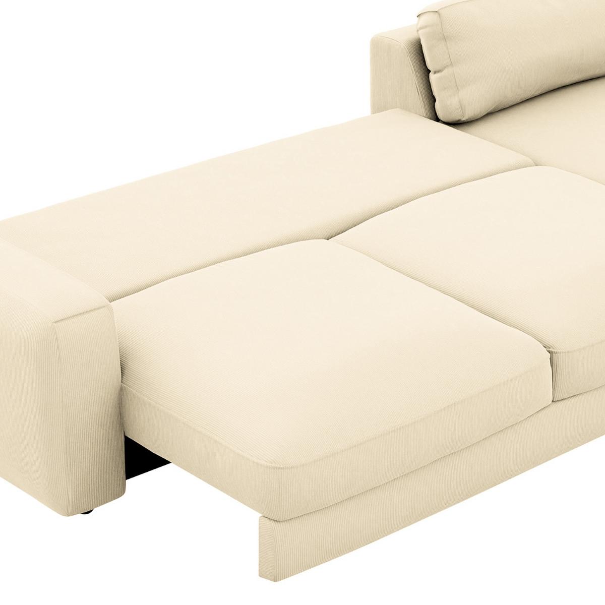 Ecksofa Bourbon, Creme S: 303x176 cm - Creme/Schwarz, MODERN, Textil (303/176cm) - Trendmanufaktur