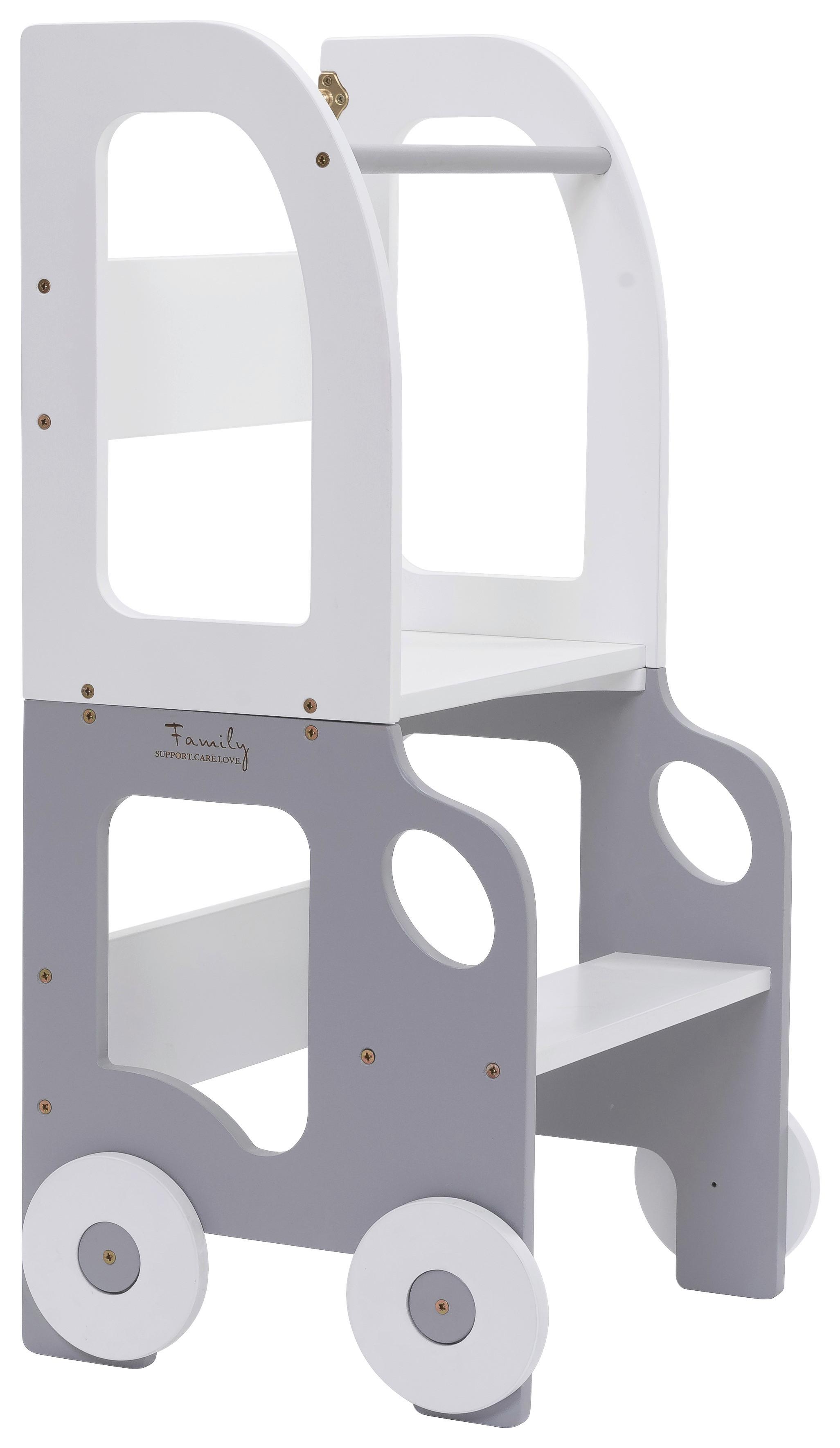 Hochstuhl Car Step Stool aus Holz Grau/Weiß - Weiß/Grau, Basics, Holz (38/90/40cm)