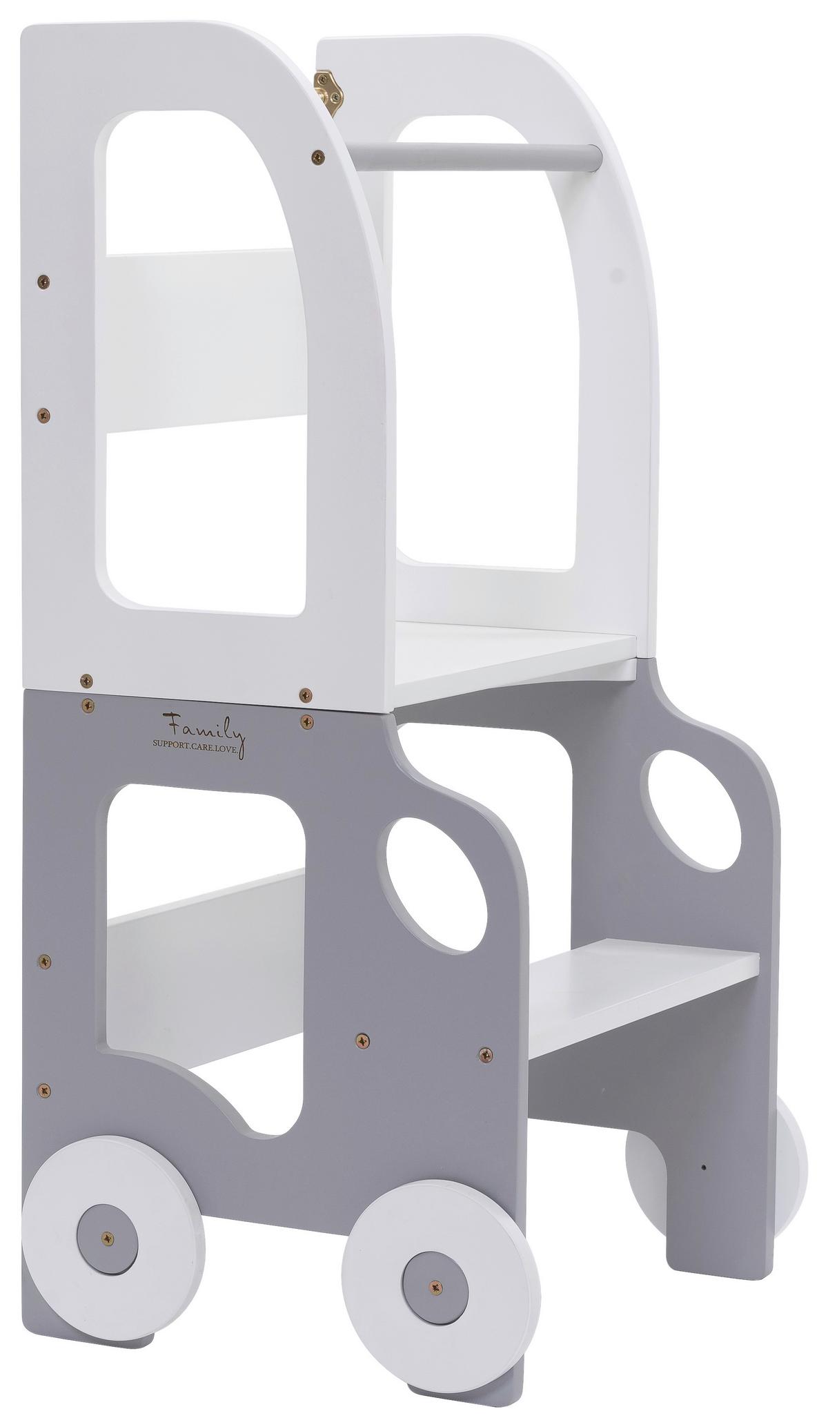 Hochstuhl Car Step Stool Aus Holz Grau/weiß - Weiß/Grau, Basics, Holz (38/90/40cm)