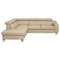 Ecksofa Aspen Lederlook Beige 208x245 cm - Chromfarben/Beige, Design, Leder/Textil (208/245cm) - Livetastic