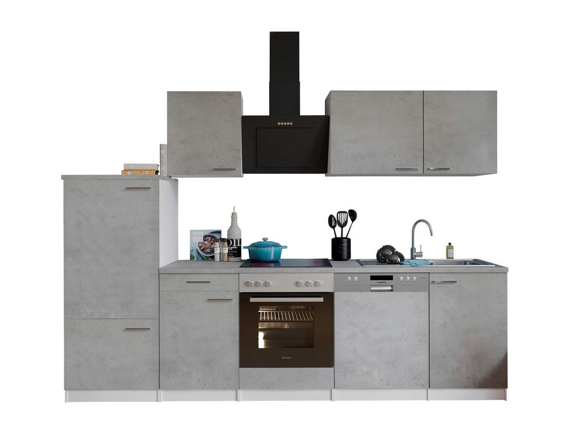 Küchenblock Malia B: 280 Cm Grau, Mit Geräte - Weiß/Grau, Basics, Holzwerkstoff (280cm) - Respekta