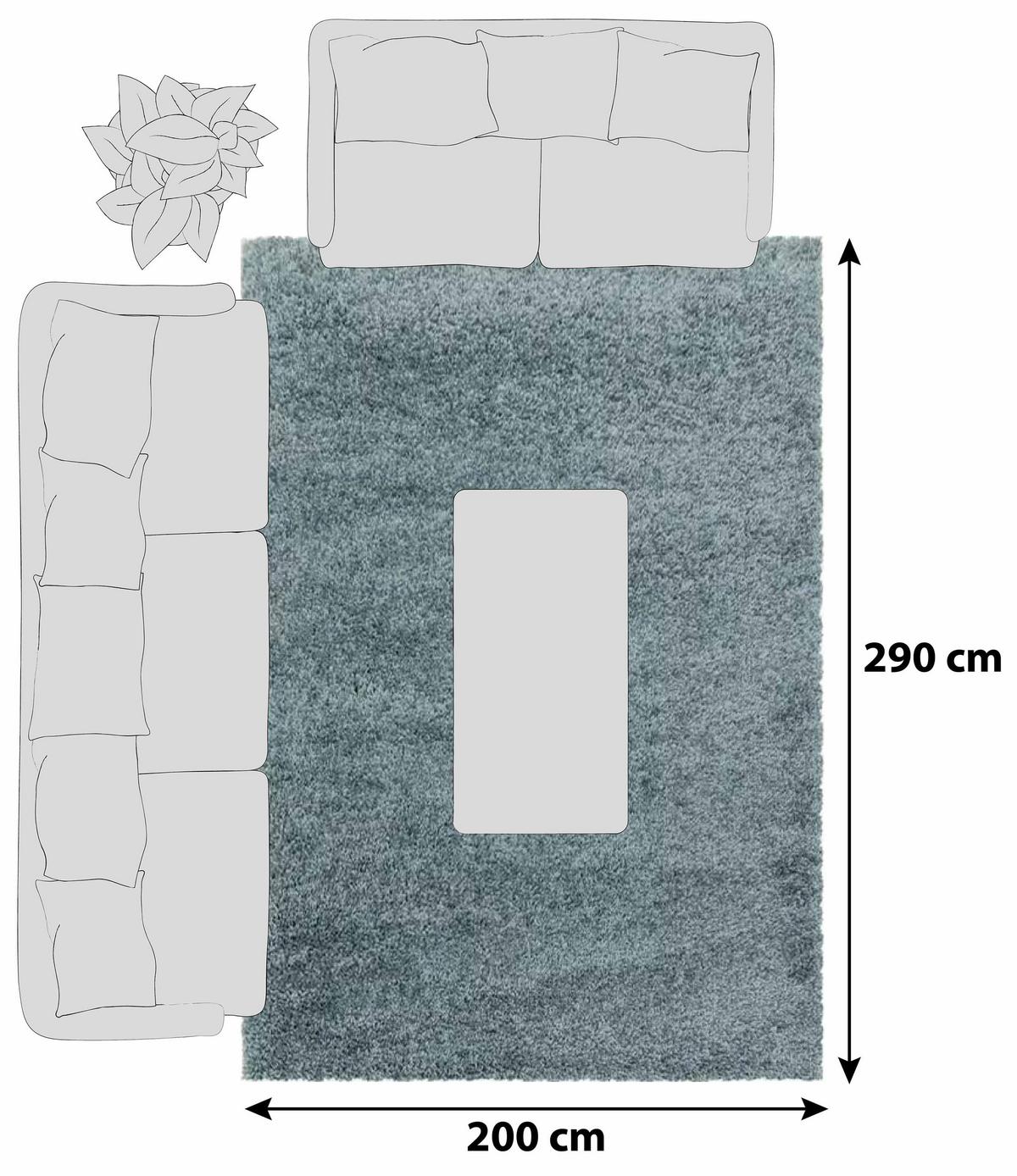 Hochflor Teppich Hellblau Naturfaser Sydney 200x290 Cm - Hellblau, Basics, Textil (200/290cm)