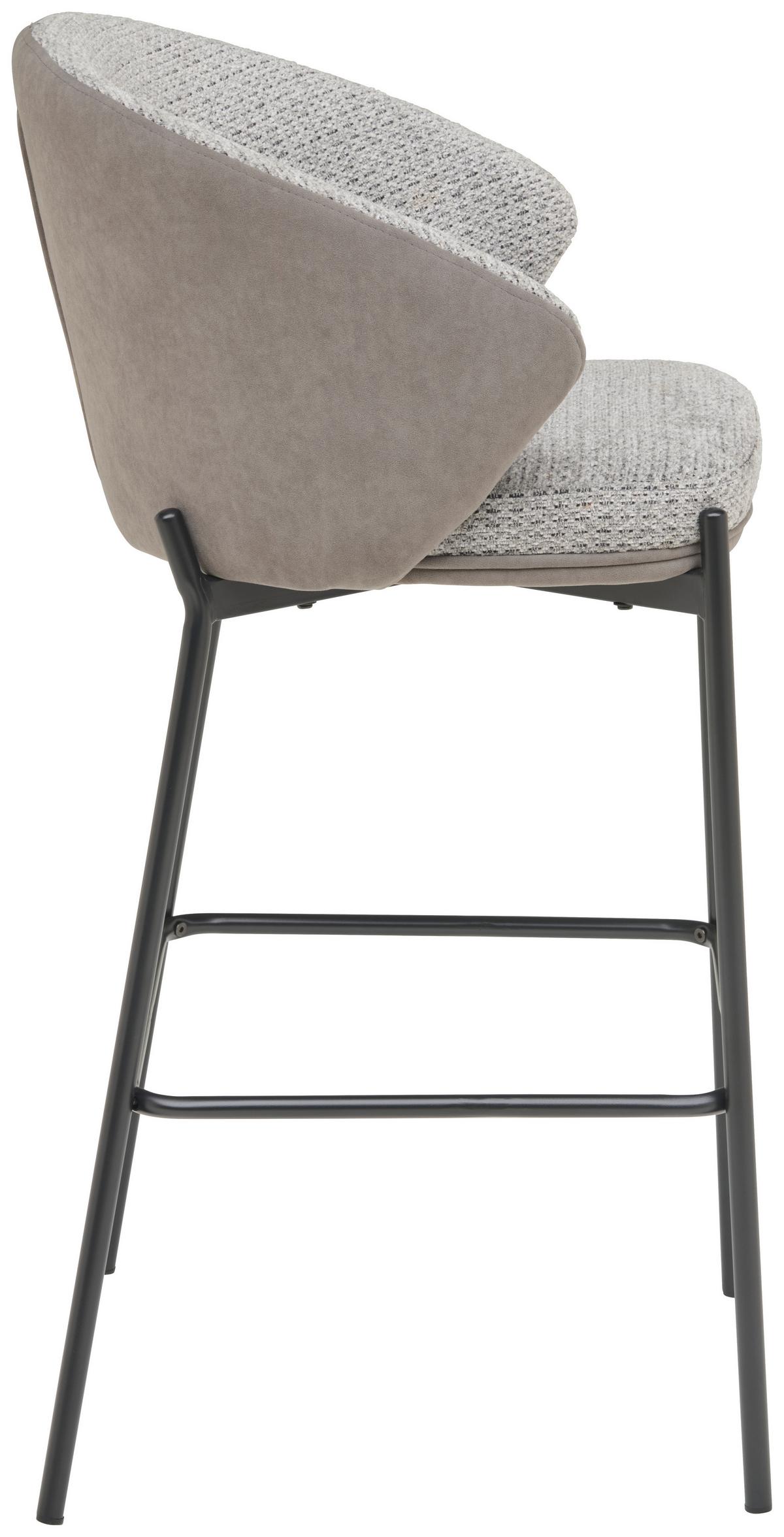 Barhocker Corey Samt Grau B: 53,5 Cm - Schwarz/Grau, MODERN, Textil/Metall (53,5/101/54cm) - MID.YOU