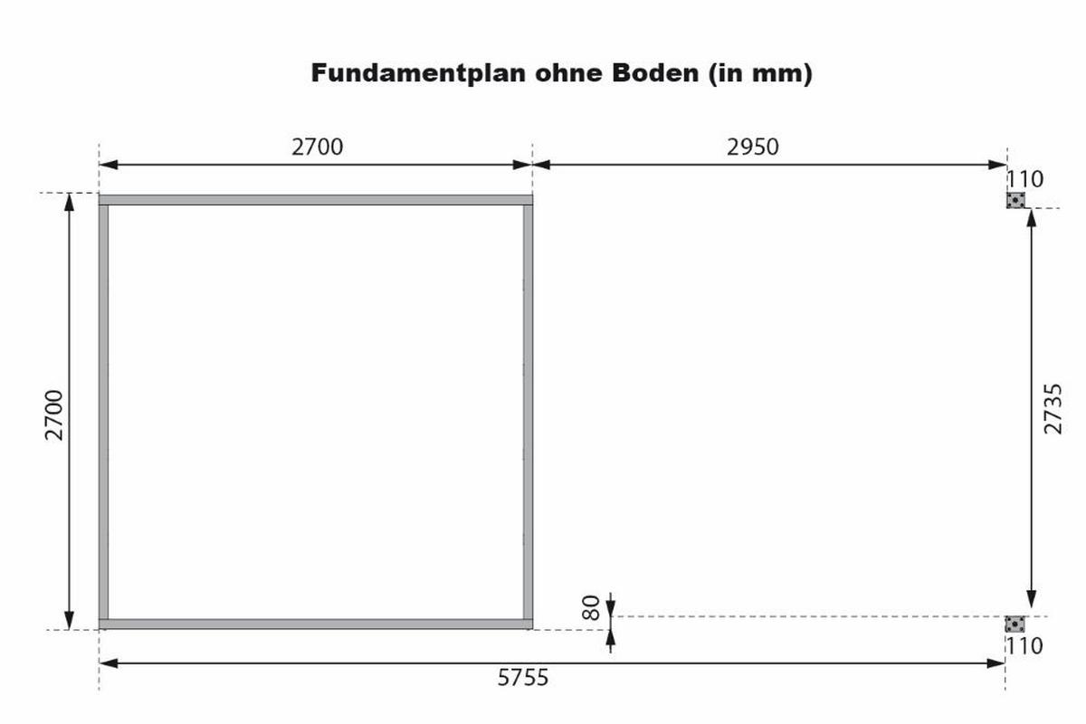 Gartenhaus mit Anbaudach Anthrazit - Anthrazit/Grau, Basics, Holz/Metall (271/218/271cm)