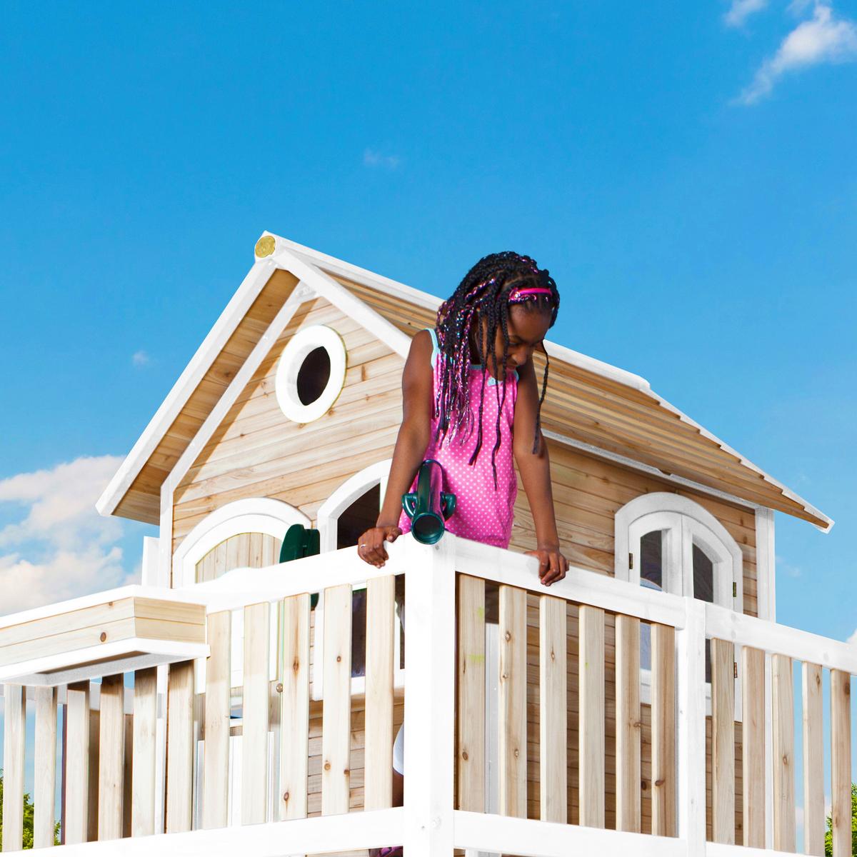 Spielturm A030.154.91 - Weiß/Braun, KONVENTIONELL, Holz (613/291/277cm) - Ambia Garden