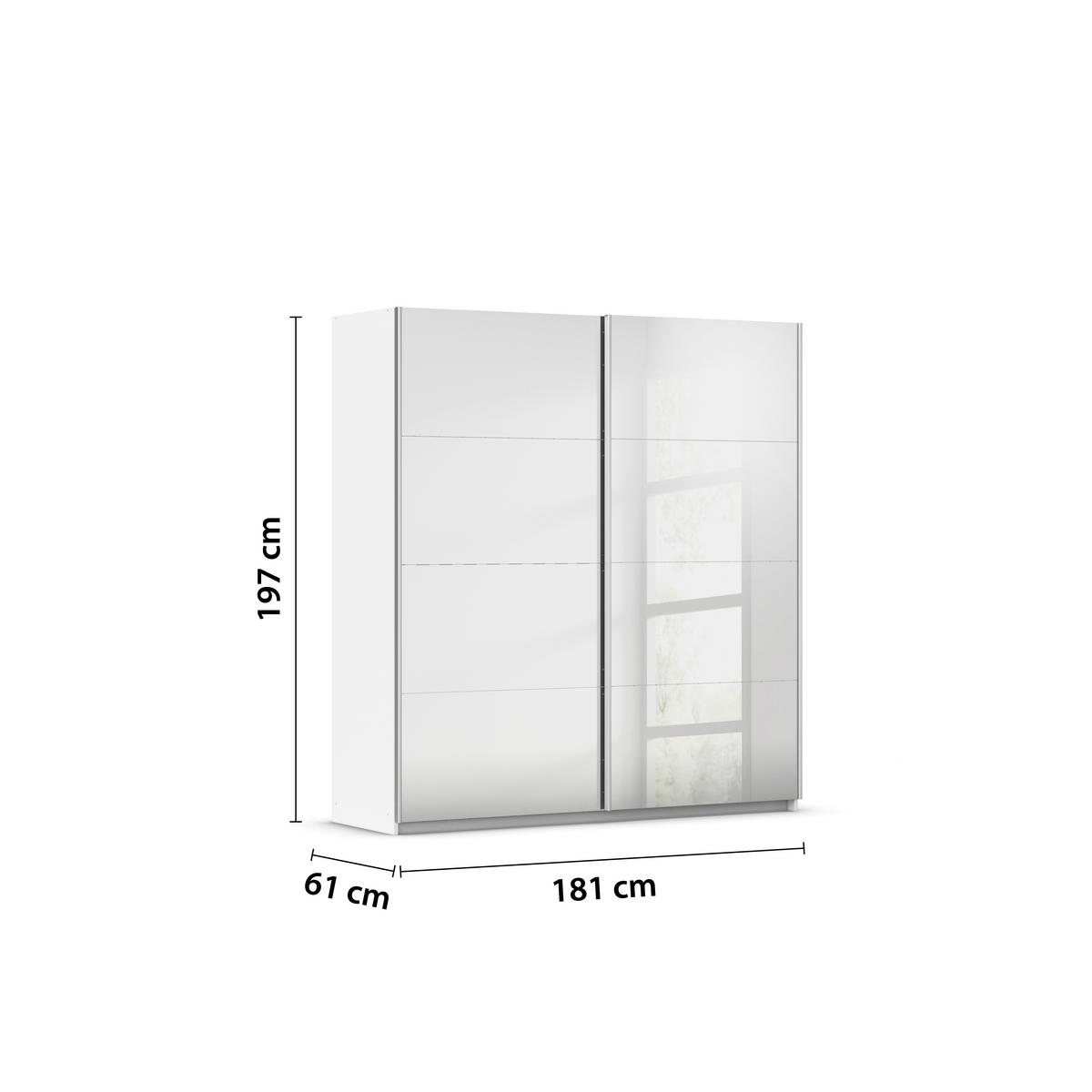 Schwebetürenschrank Subito - Silberfarben/Weiß, MODERN, Holzwerkstoff (181/197/61cm) - Rauch Möbel