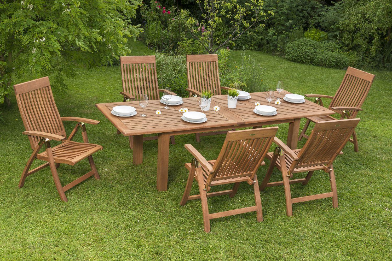 Gartentisch ausziehbar Eukalyptusholz L: 180-260 cm - Naturfarben, ROMANTIK / LANDHAUS, Holz (180-260/75/100cm) - Gardenson