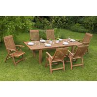 Gartentisch ausziehbar Eukalyptusholz L: 180-260 cm - Naturfarben, ROMANTIK / LANDHAUS, Holz (180-260/100/75cm) - Gardenson